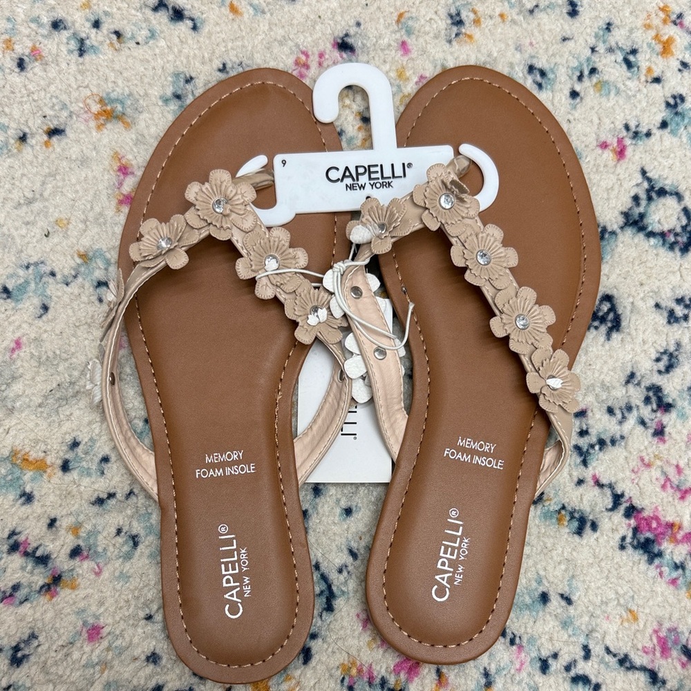 Capelli of New York Beige Floral Sandals